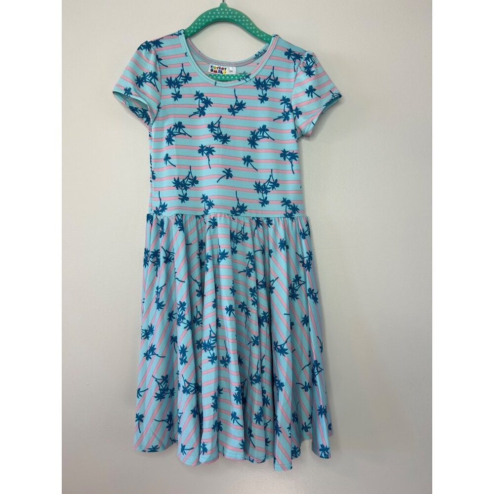 Dotdotsmile Dress Size 5/6 Blue and Pink Palm Trees New with Tags
